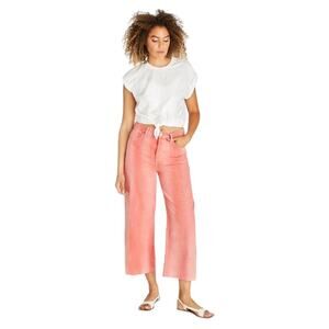 Etica The Devon Wide Leg Crop Jean In Waterline Fire Coral Size 30
